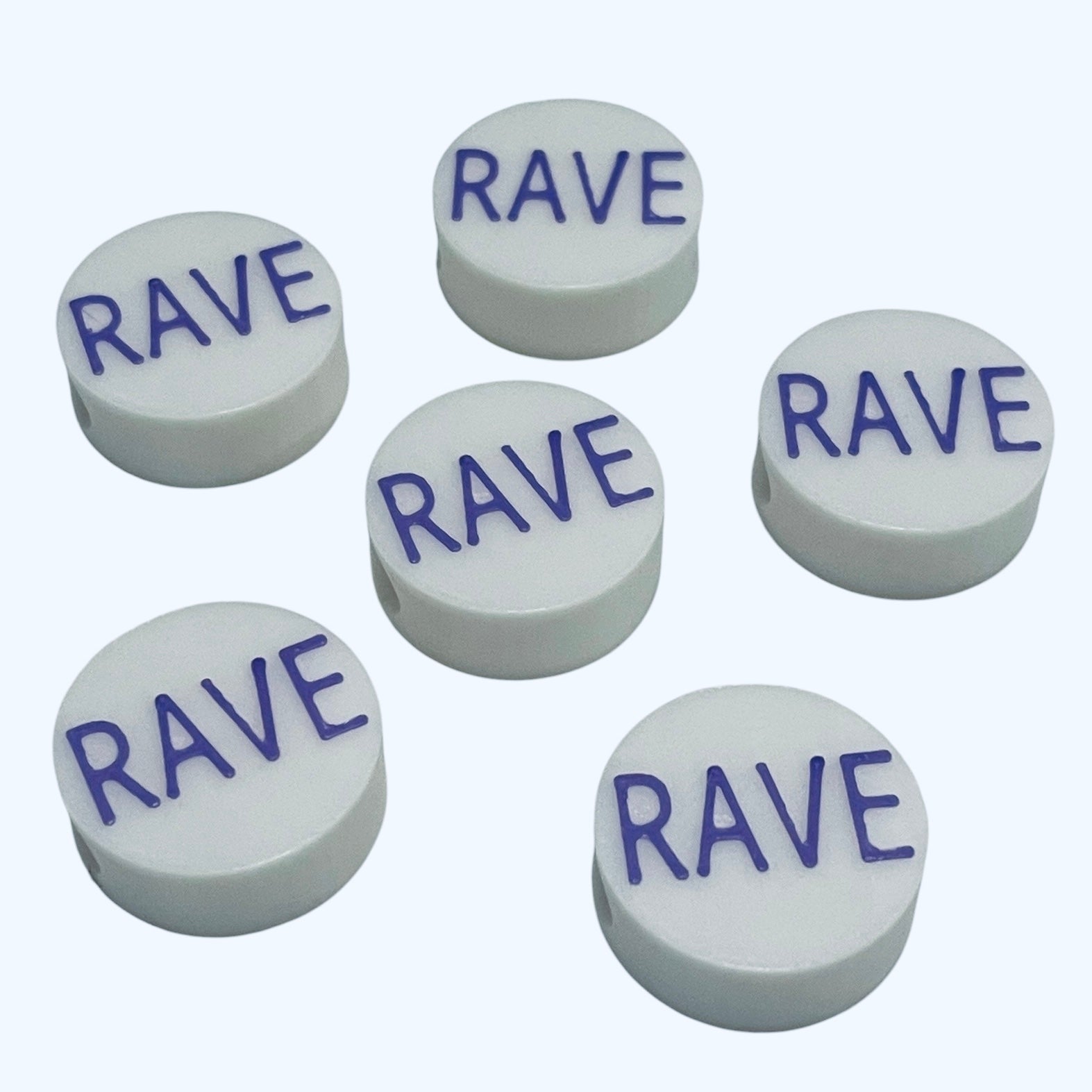3D Printed RAVE Message Round Kandi Beads - Set of 6 Rave Festival Beads