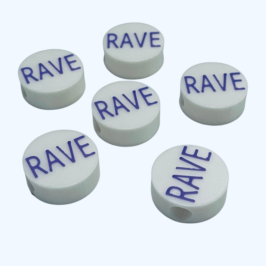 3D Printed RAVE Message Round Kandi Beads - Set of 6 Rave Festival Beads