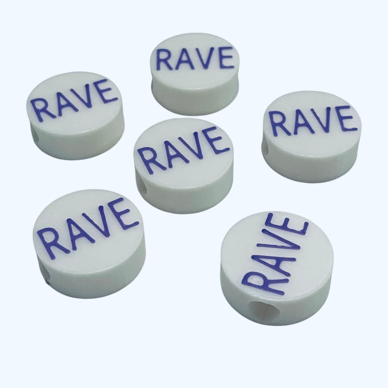 3D Printed RAVE Message Round Kandi Beads - Set of 6 Rave Festival Beads