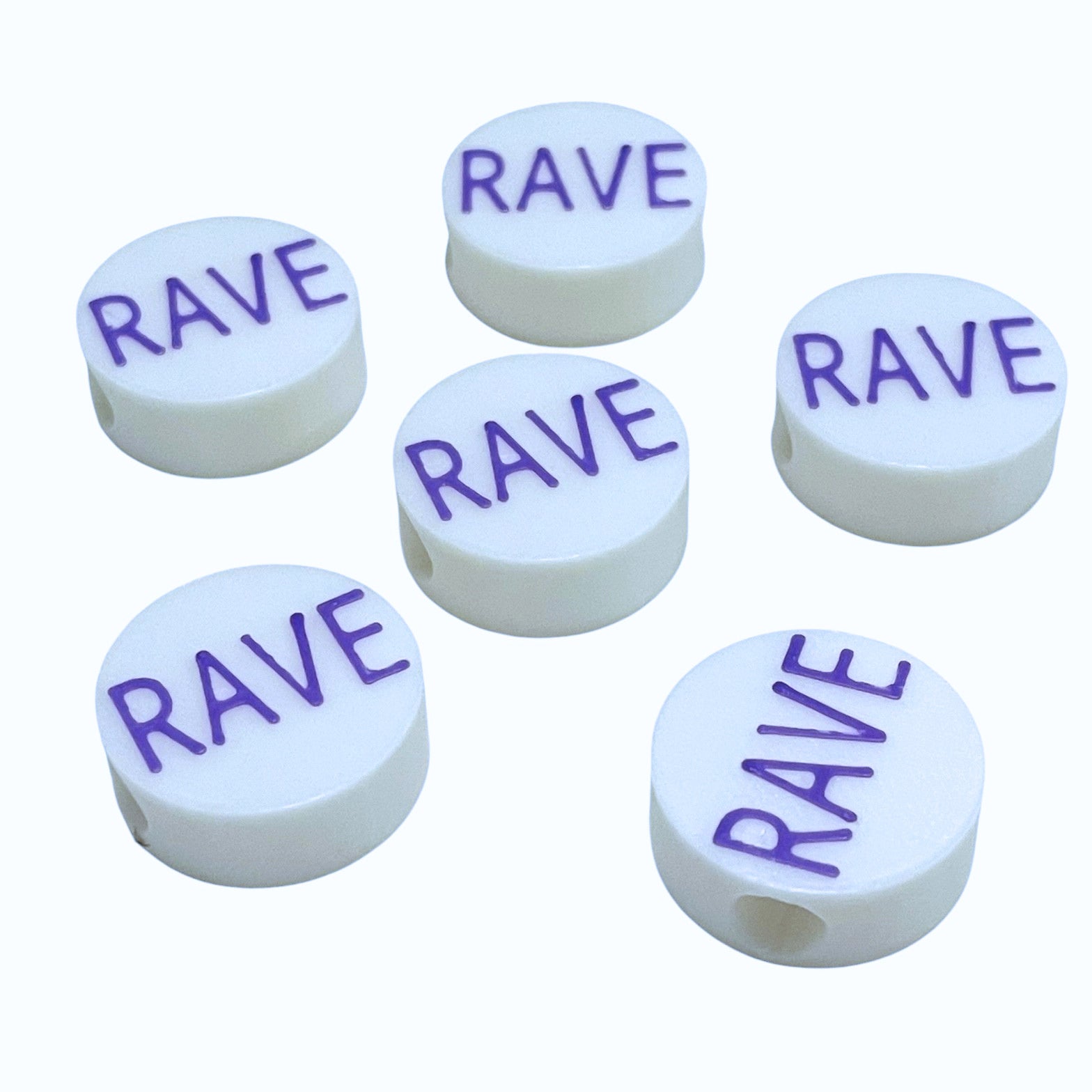 BeadSTASH | 3D Printed White Round Kandi Beads | Set of 6
