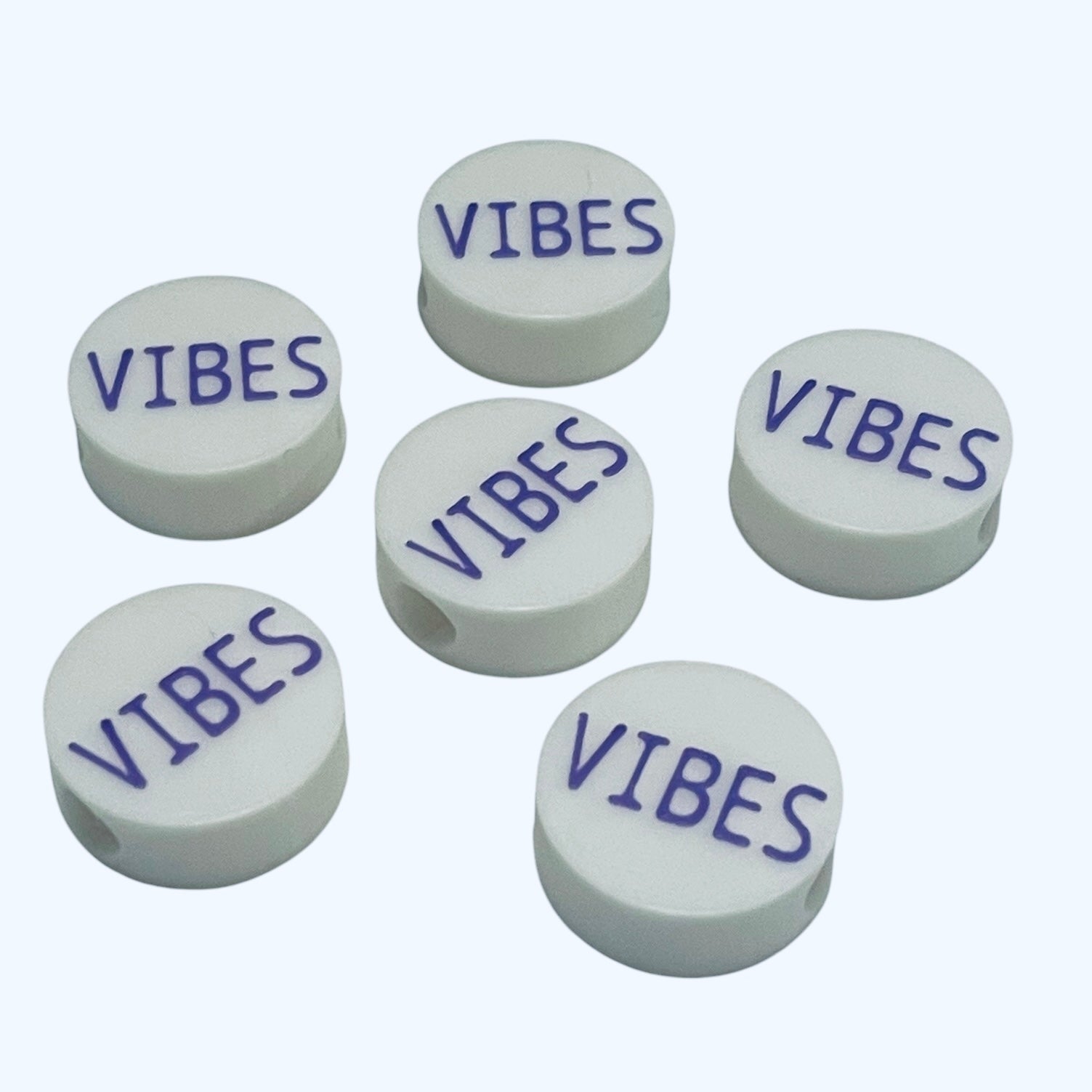 3D Printed VIBES Message Round Kandi Beads - Set of 6 Rave Festival Beads