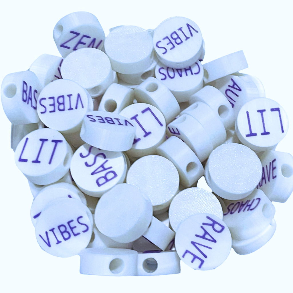 BeadSTASH | 3D Printed White Round Kandi Beads | Set of 6
