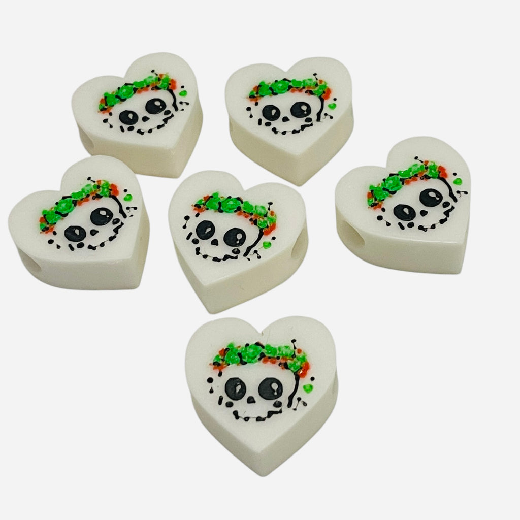 3D Printed Girly Crown Skull Heart Kandi Beads - Set of 6 Rave Festival Beads
