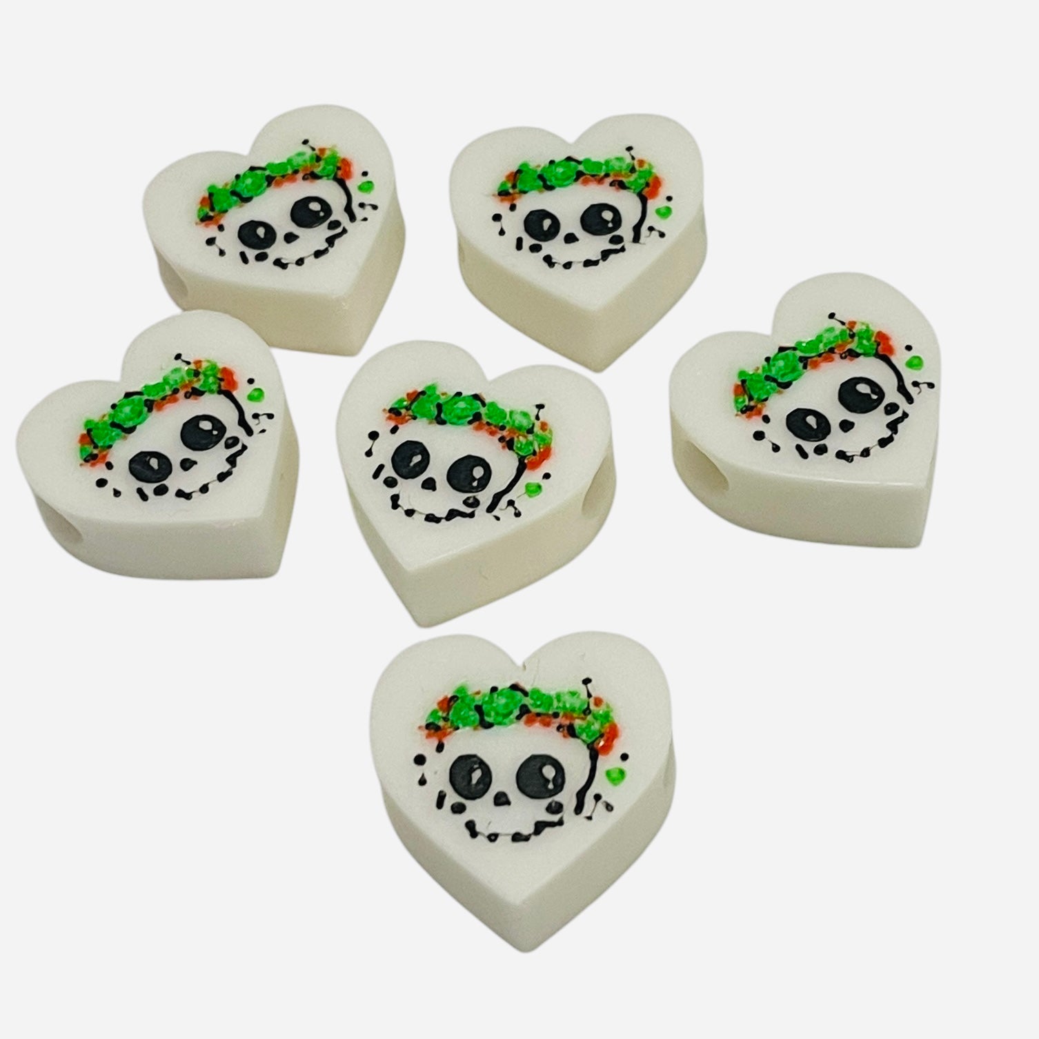 3D Printed Girly Crown Skull Heart Kandi Beads - Set of 6 Rave Festival Beads