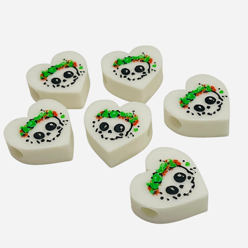 3D Printed Girly Crown Skull Heart Kandi Beads - Set of 6 Rave Festival Beads