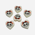3D Printed Girly Skull Red Bow Heart Kandi Beads - Set of 6 Rave Festival Beads