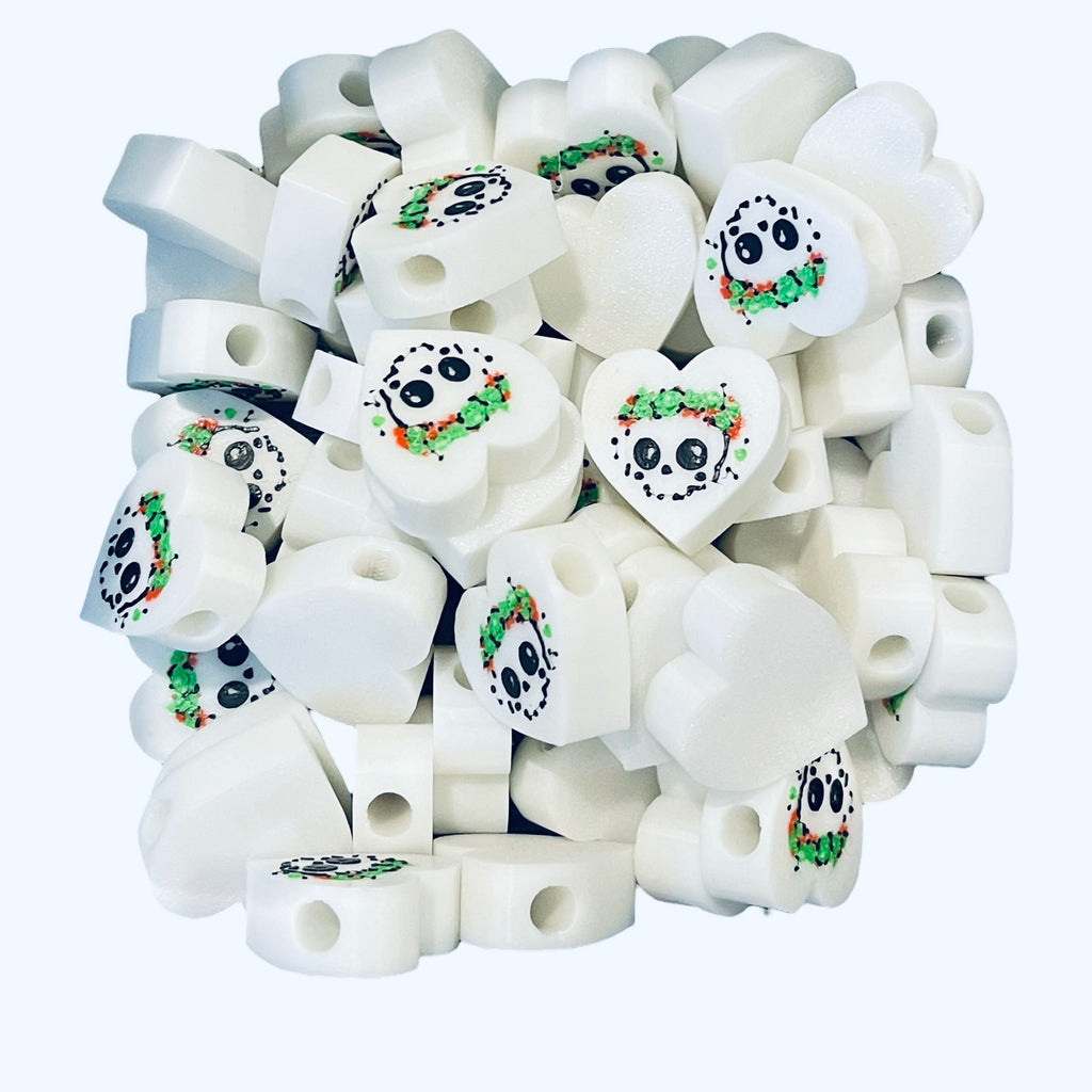 3D Printed Girly Crown Skull Heart Kandi Beads - Set of 6 Rave Festival Beads