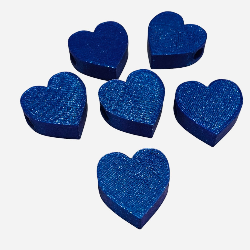 3D Printed Deep Purple Heart Kandi Beads - Set of 6 Rave Festival Beads