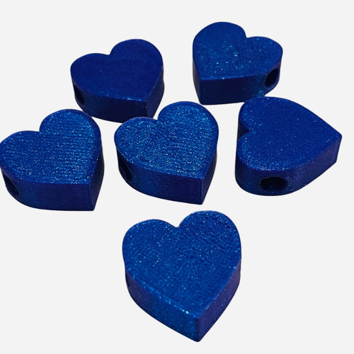 3D Printed Deep Purple Heart Kandi Beads - Set of 6 Rave Festival Beads