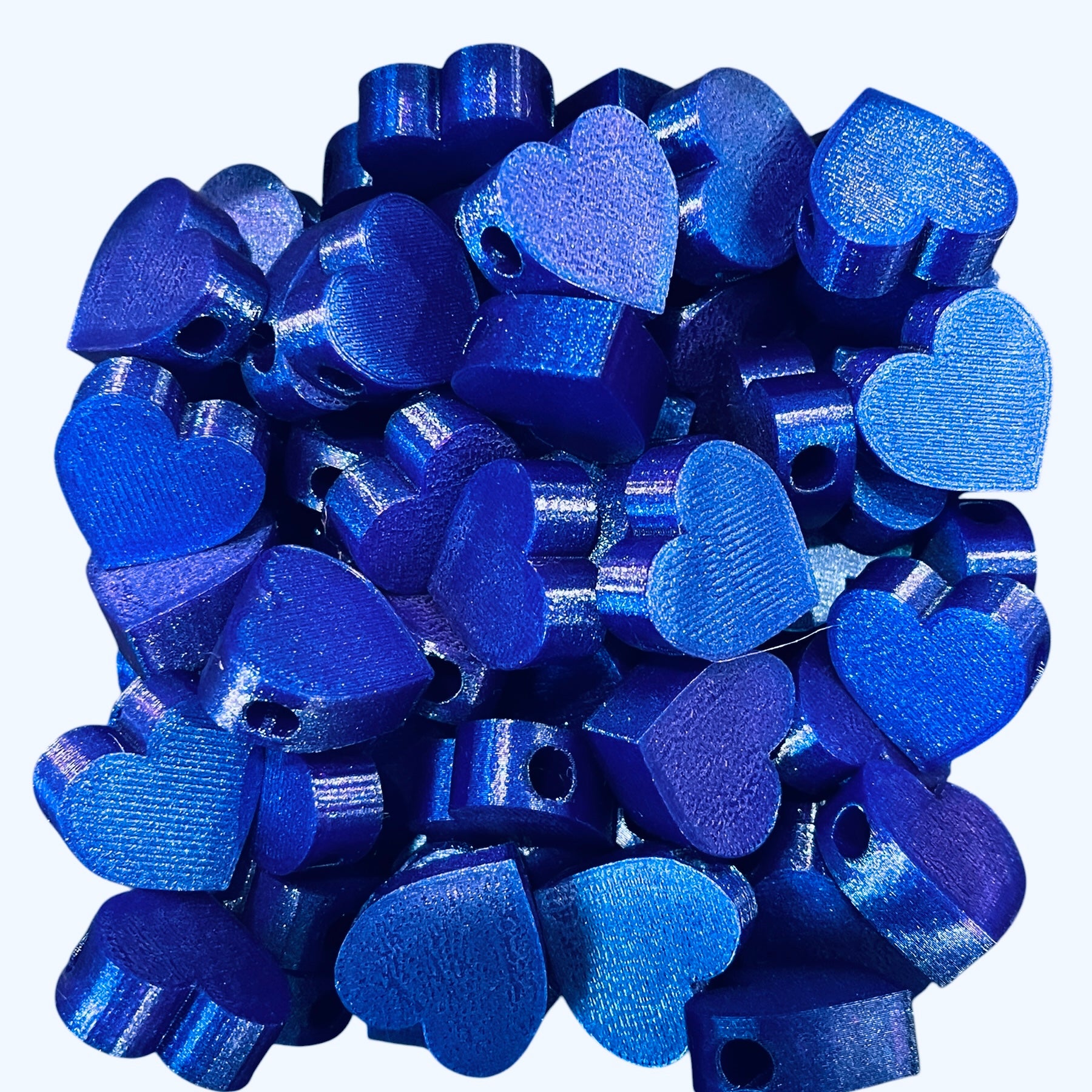 3D Printed Deep Purple Heart Kandi Beads - Set of 6 Rave Festival Beads