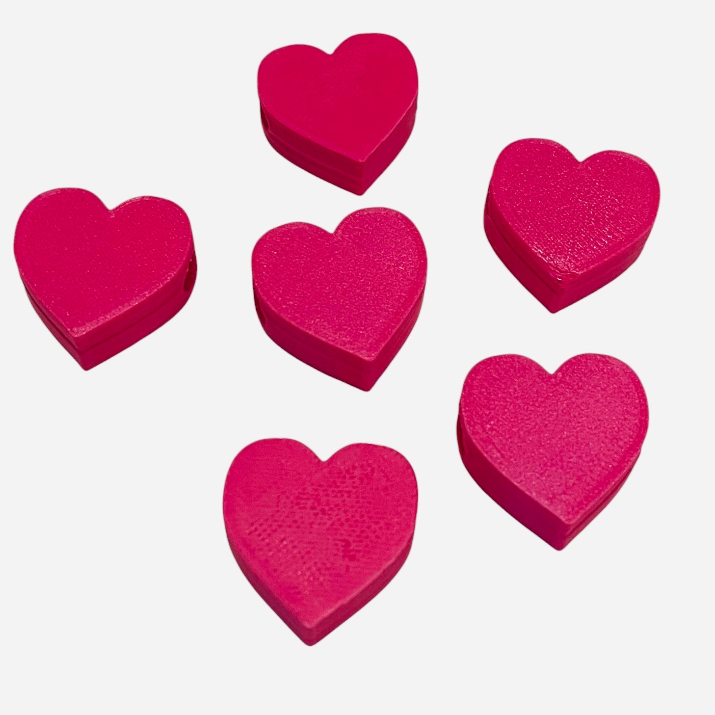3D Printed Pink Heart Kandi Beads - Set of 6 Rave Festival Beads