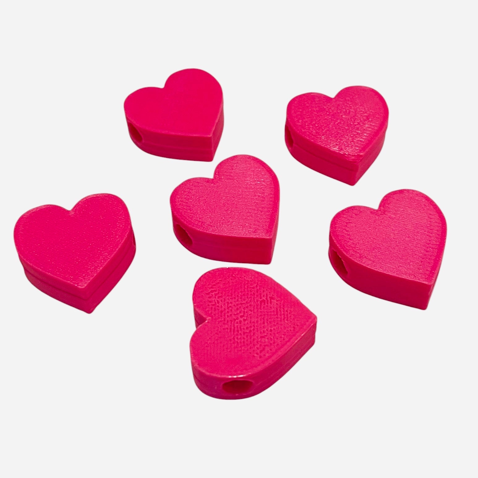 3D Printed Pink Heart Kandi Beads - Set of 6 Rave Festival Beads
