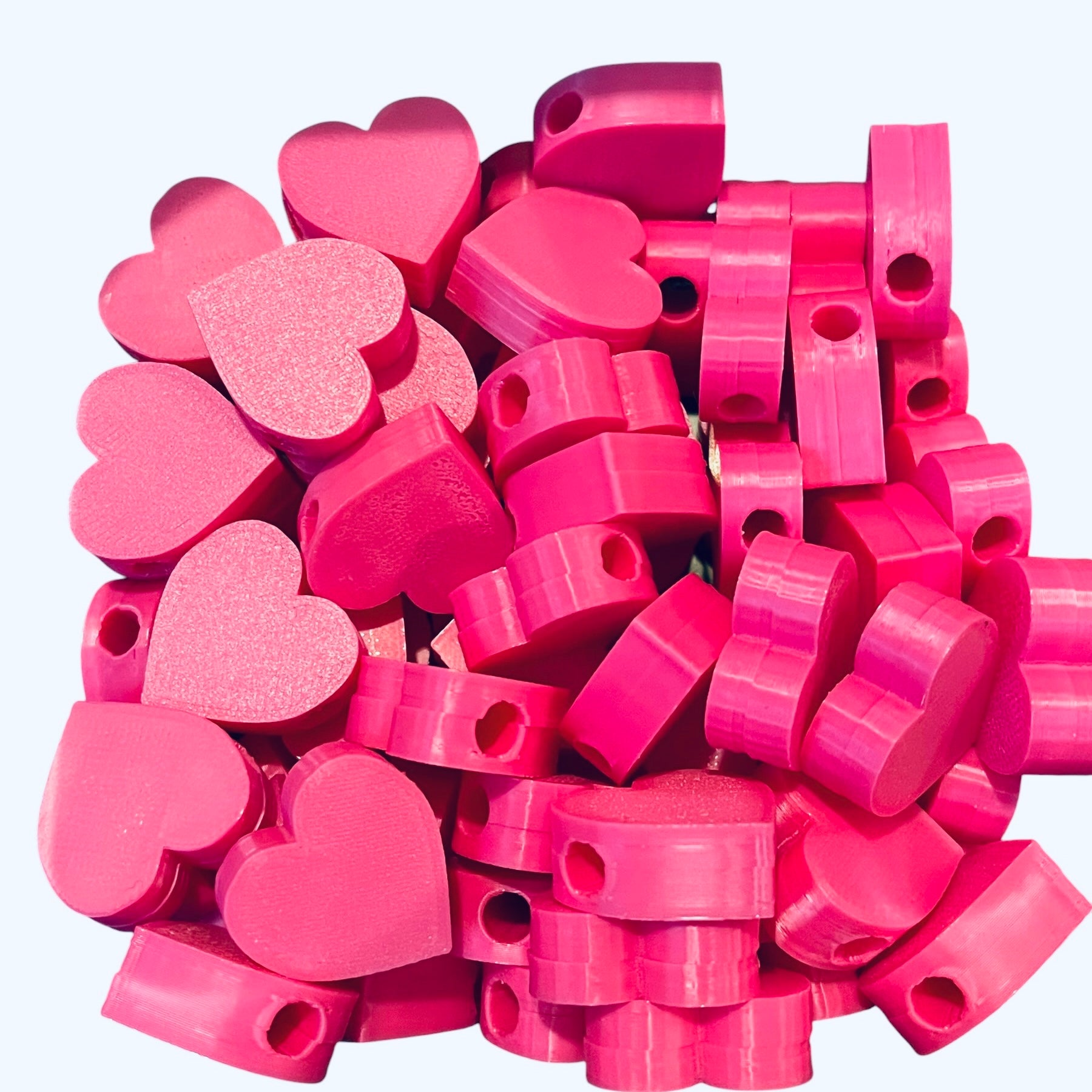 3D Printed Pink Heart Kandi Beads - Set of 6 Rave Festival Beads