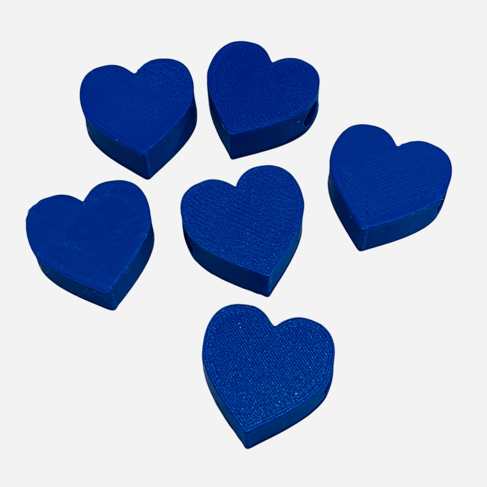 3D Printed Blue Heart Kandi Beads - Set of 6 Rave Festival Beads