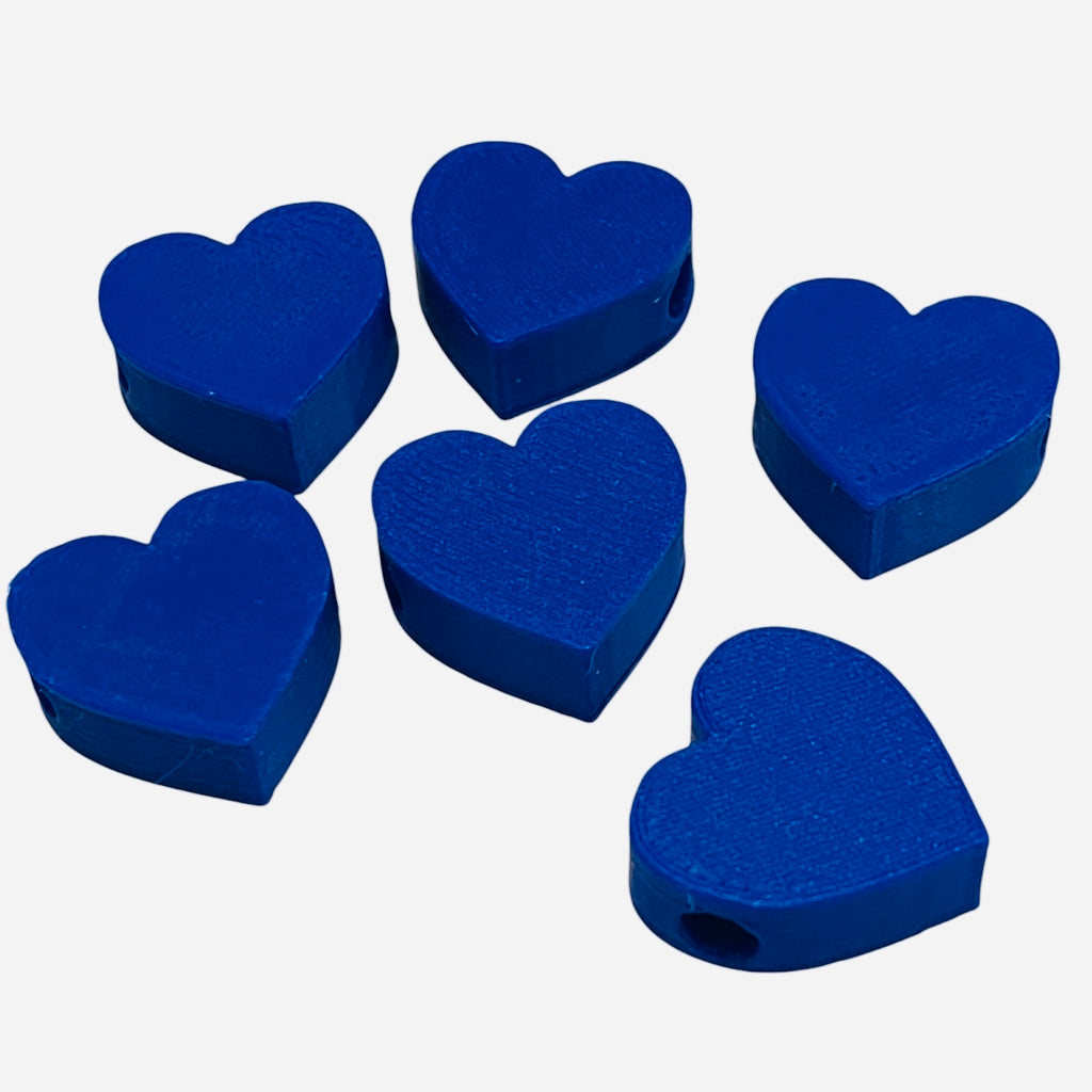 3D Printed Blue Heart Kandi Beads - Set of 6 Rave Festival Beads