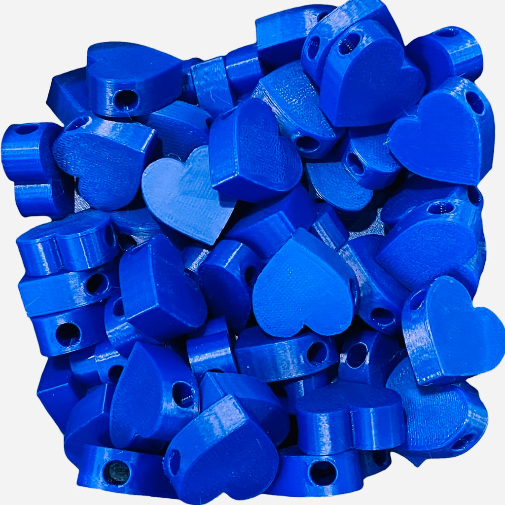 3D Printed Blue Heart Kandi Beads - Set of 6 Rave Festival Beads