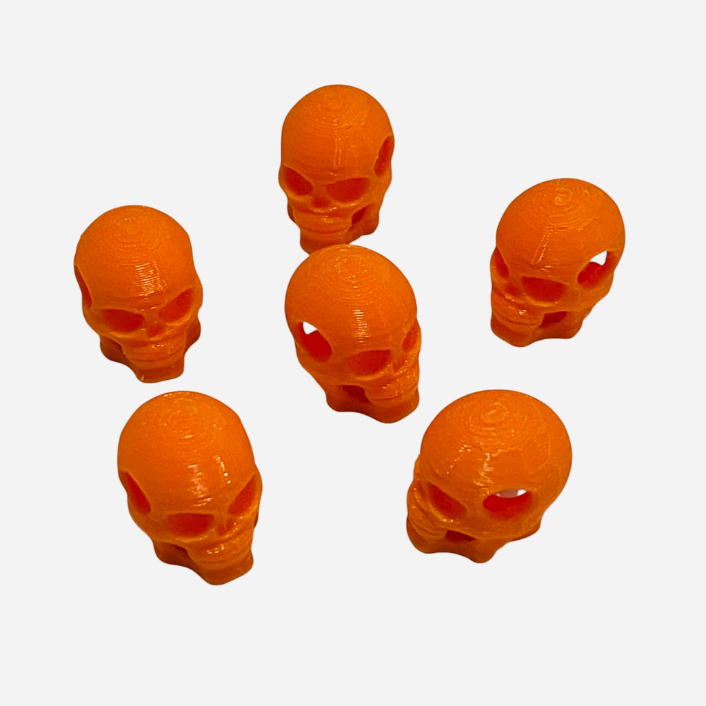 3D Printed Orange Skull Kandi Beads - Set of 6 Rave Festival Beads