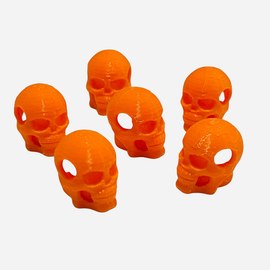 3D Printed Orange Skull Kandi Beads - Set of 6 Rave Festival Beads