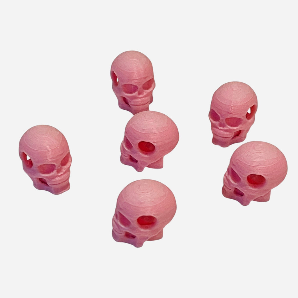3D Printed Pink Skull Kandi Beads - Set of 6 Rave Festival Beads