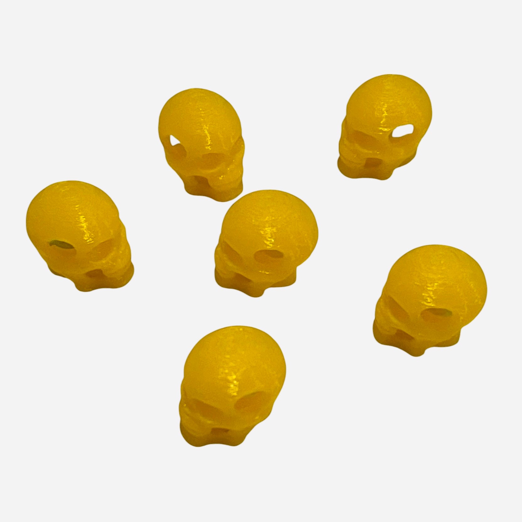 3D Printed Yellow Skull Kandi Beads - Set of 6 Rave Festival Beads
