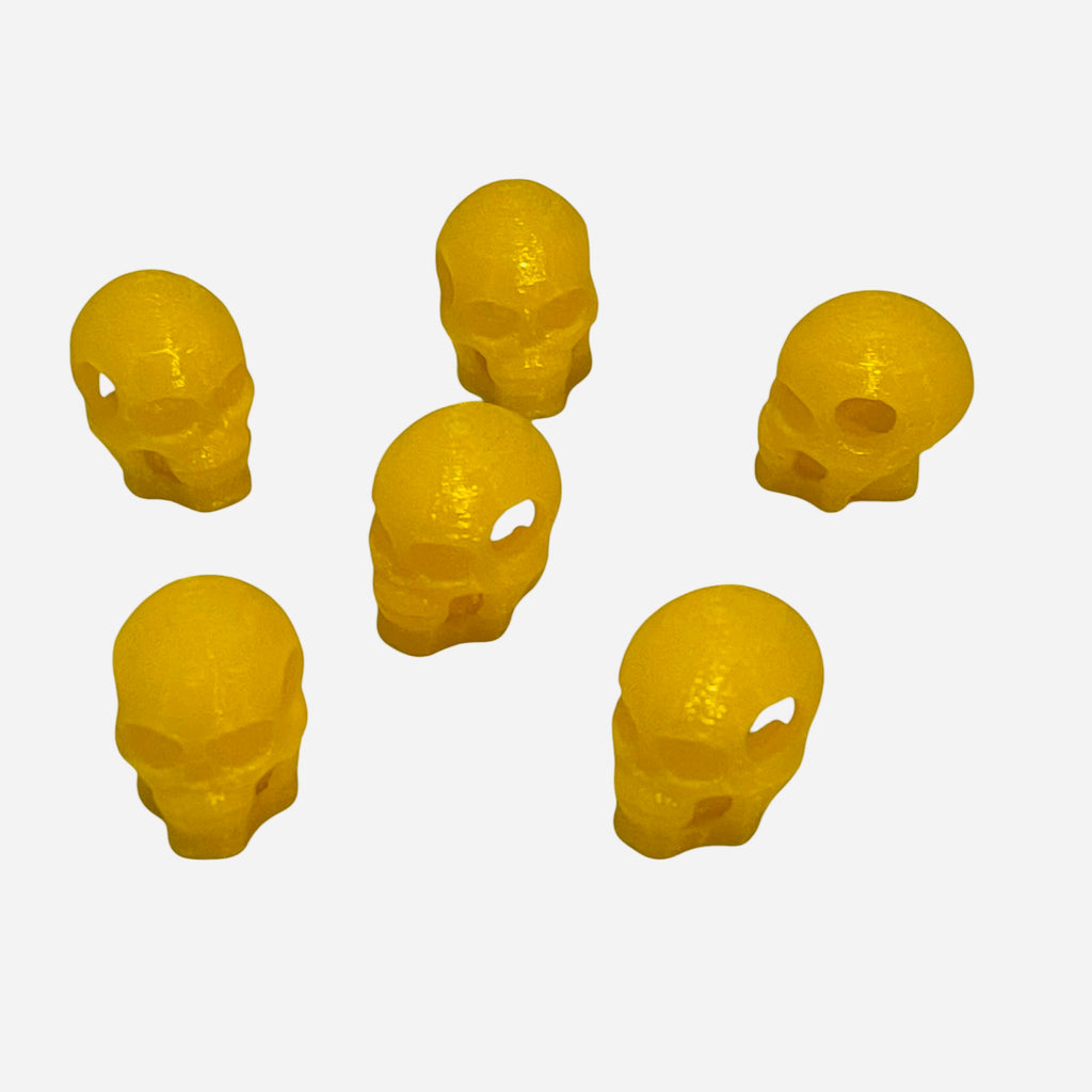 3D Printed Yellow Skull Kandi Beads - Set of 6 Rave Festival Beads
