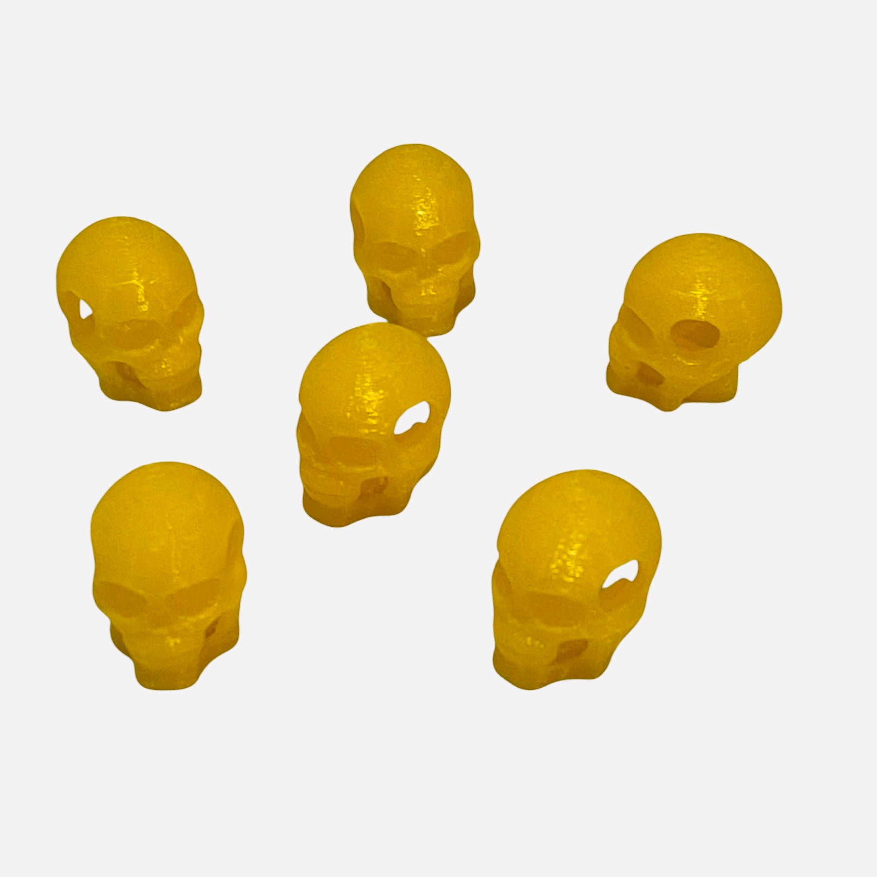 3D Printed Yellow Skull Kandi Beads - Set of 6 Rave Festival Beads