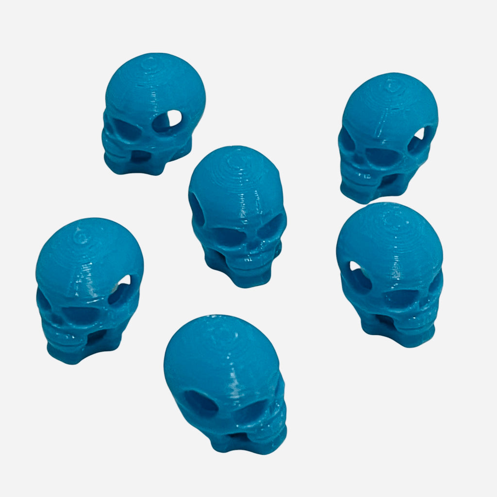 3D Printed Teal Blue Skull Kandi Beads - Set of 6 Rave Festival Beads