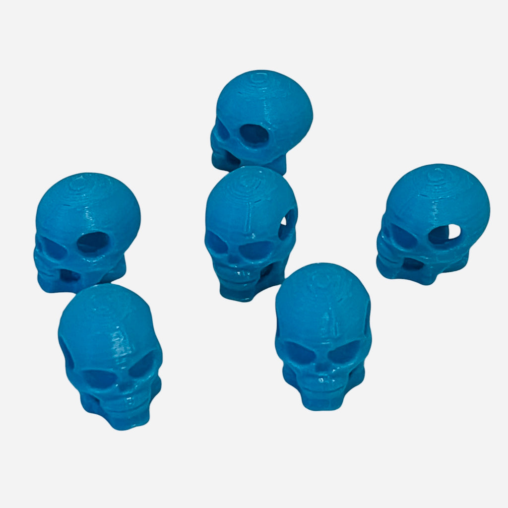 3D Printed Teal Blue Skull Kandi Beads - Set of 6 Rave Festival Beads