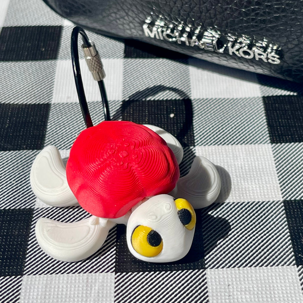 Flexi Articulated Sea Turtle Bag Charm - 3D Printed Fidget Keychain