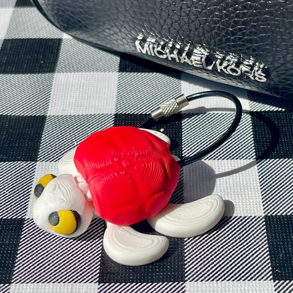 Flexi Articulated Sea Turtle Bag Charm - 3D Printed Fidget Keychain