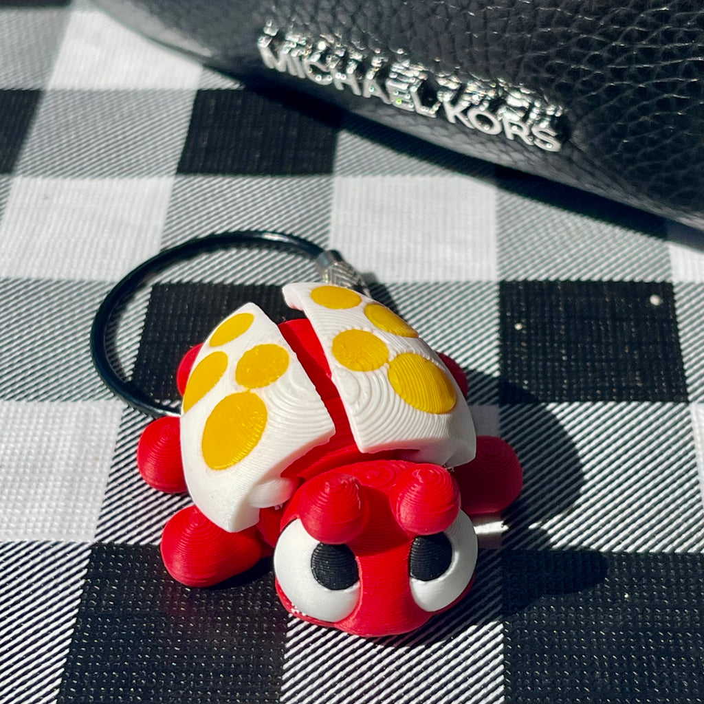 Flexi Ladybug Articulated Bag Charm - 3D Printed Fidget Keychain