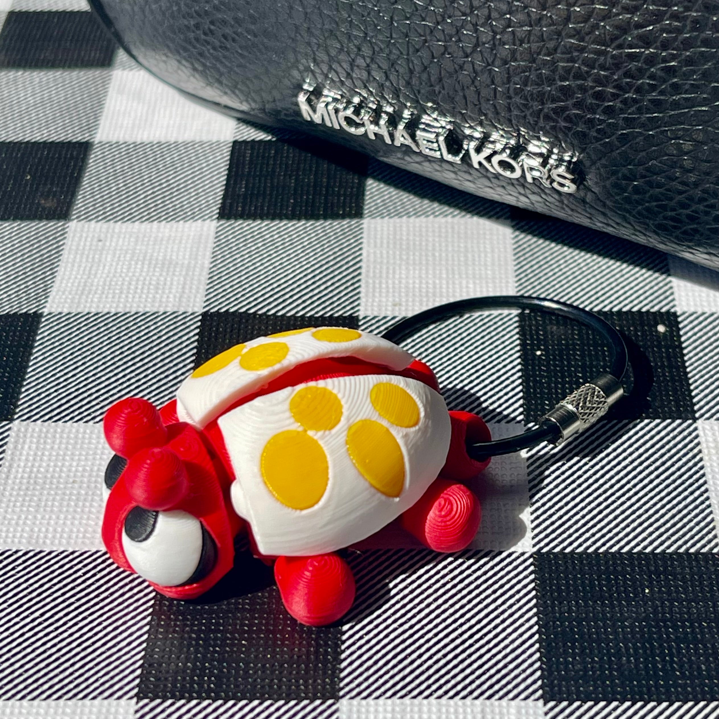 Flexi Ladybug Articulated Bag Charm - 3D Printed Fidget Keychain