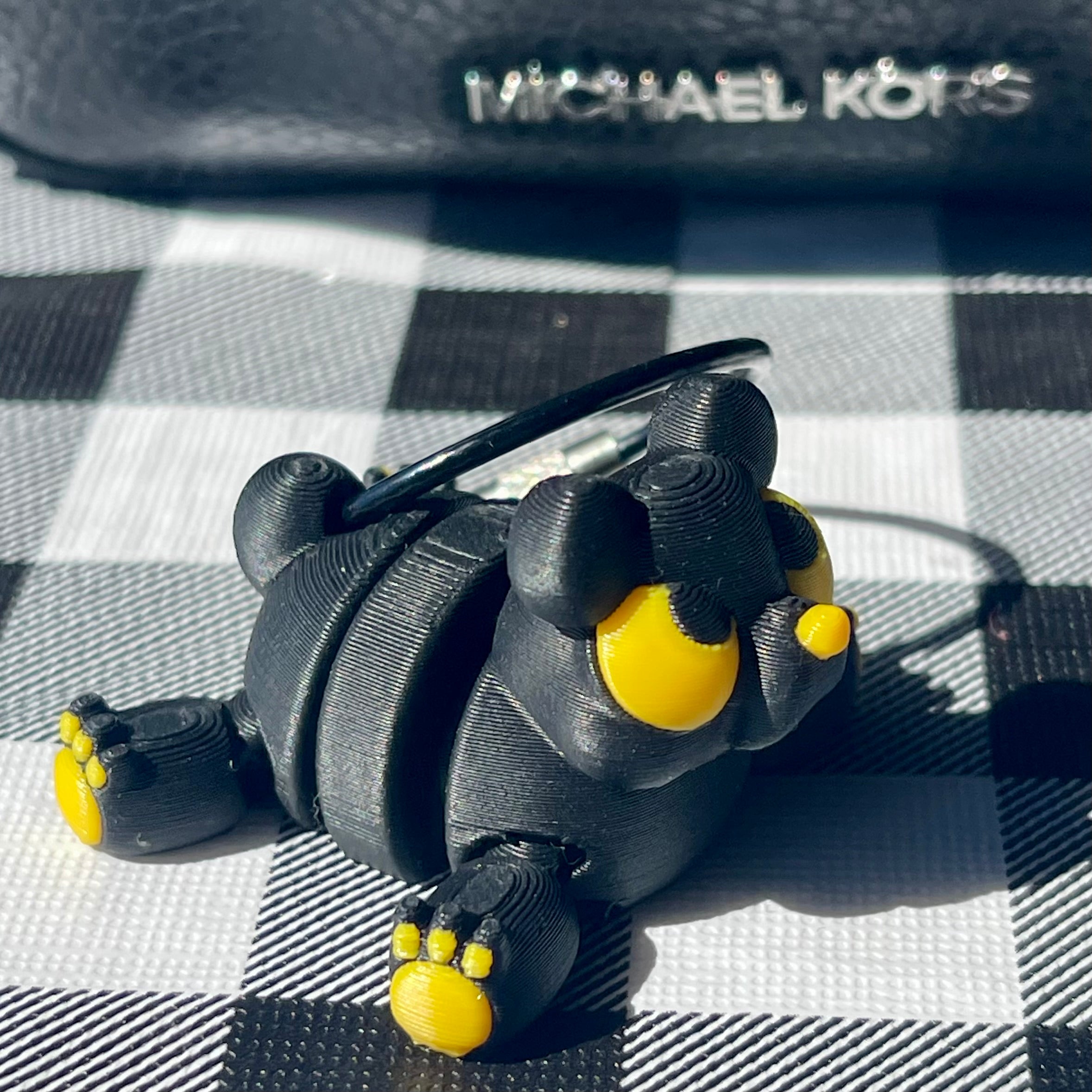 Flexi Articulated Black Bear Bag Charm - 3D Printed Fidget Keychain