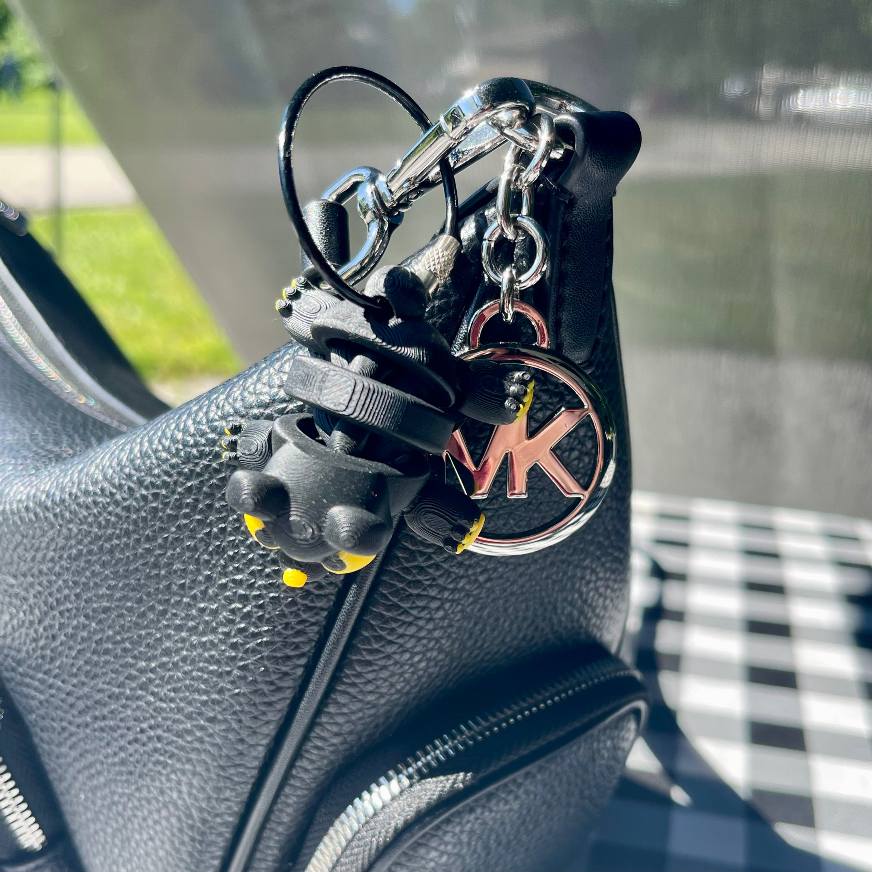 Flexi Articulated Black Bear Bag Charm - 3D Printed Fidget Keychain