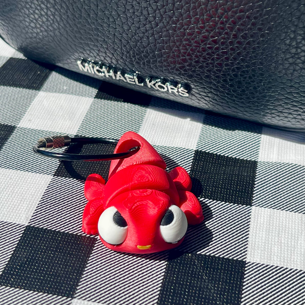 Flexi Fidget Pet Bag Charm - Red 3D Printed Articulated Keychain