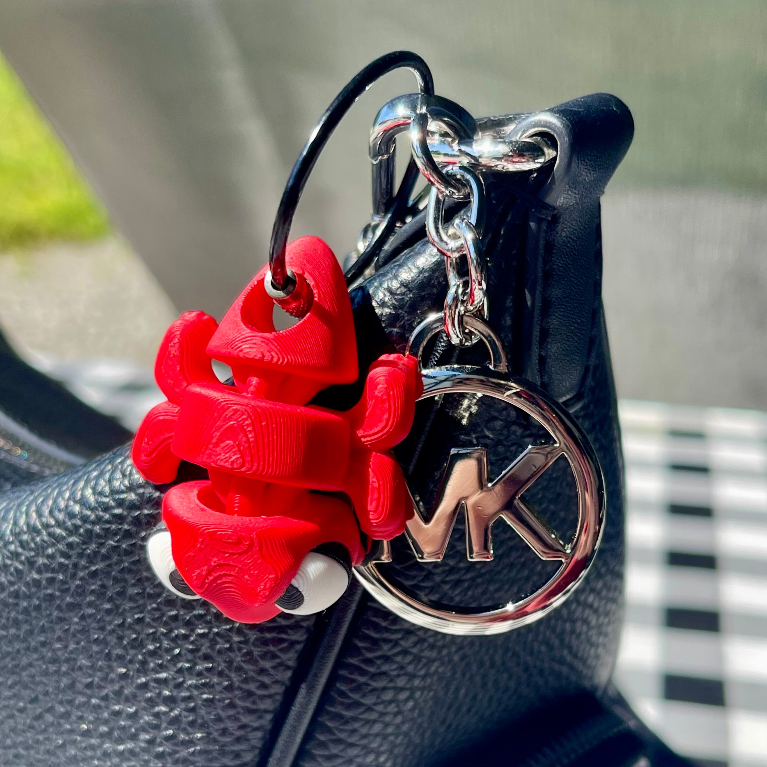 Flexi Fidget Pet Bag Charm - Red 3D Printed Articulated Keychain