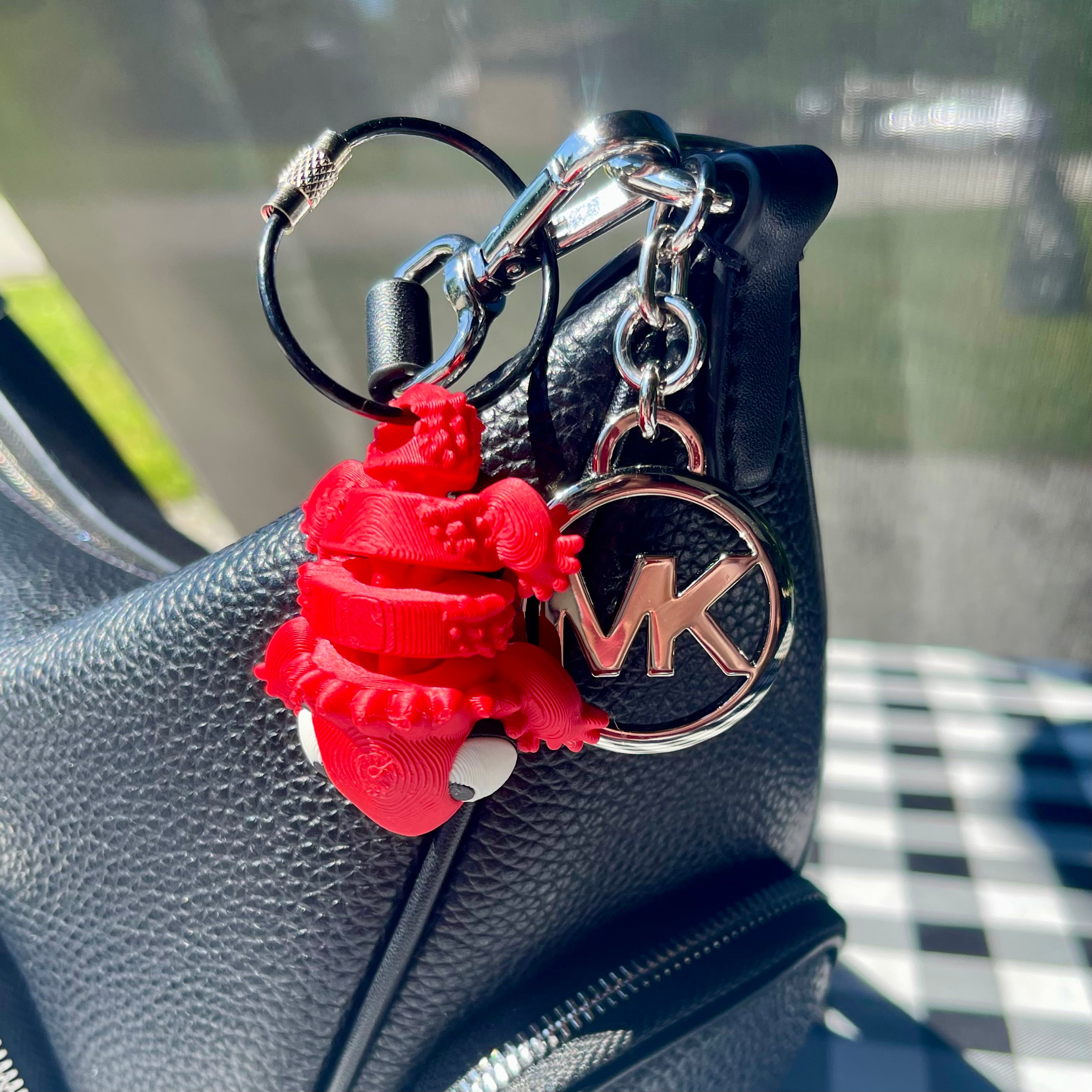 Articulated Bearded Dragon Fidget Keychain - Red/White/Black PLA