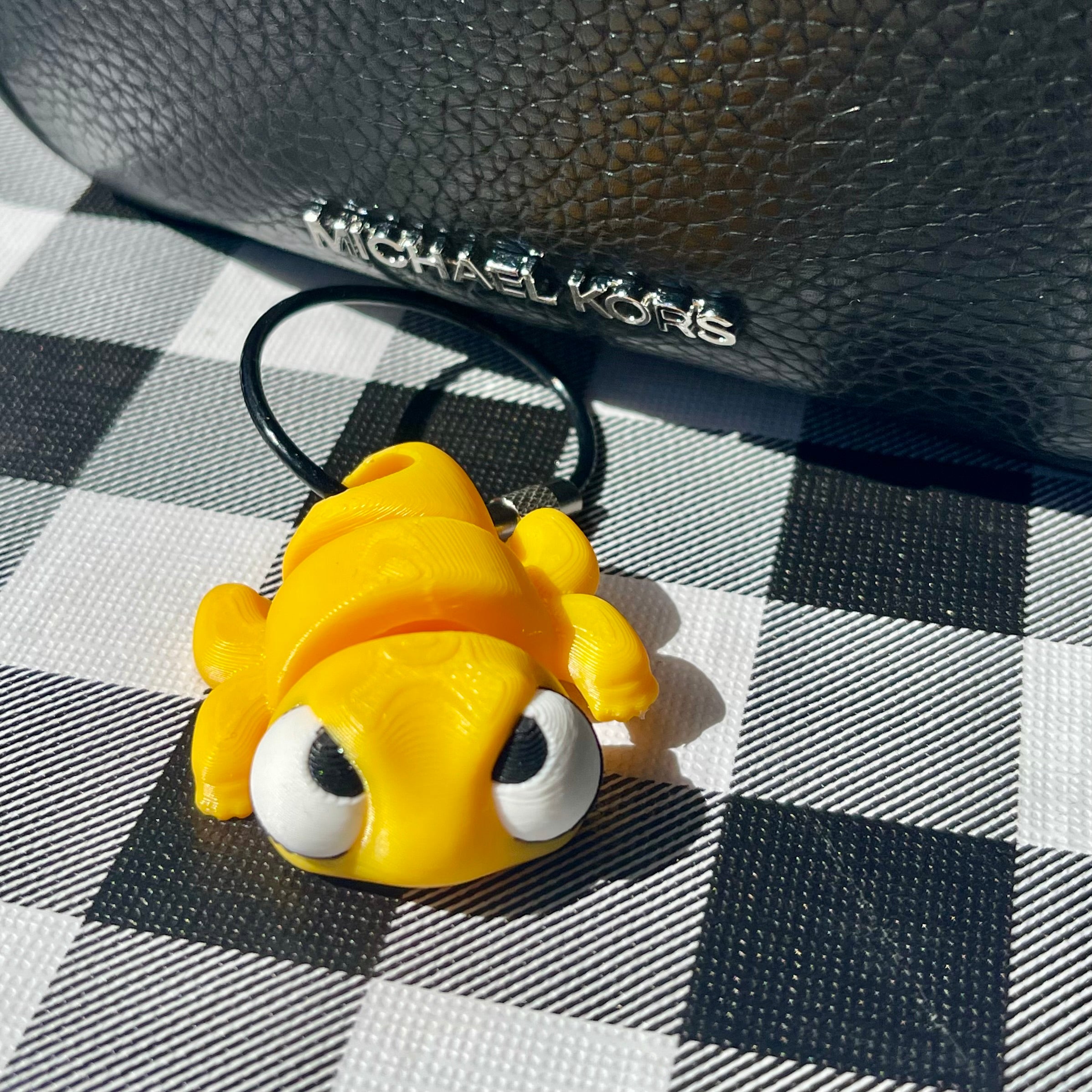 Flexi Yellow Fidget Pet Bag Charm - Articulated 3D Printed Keychain
