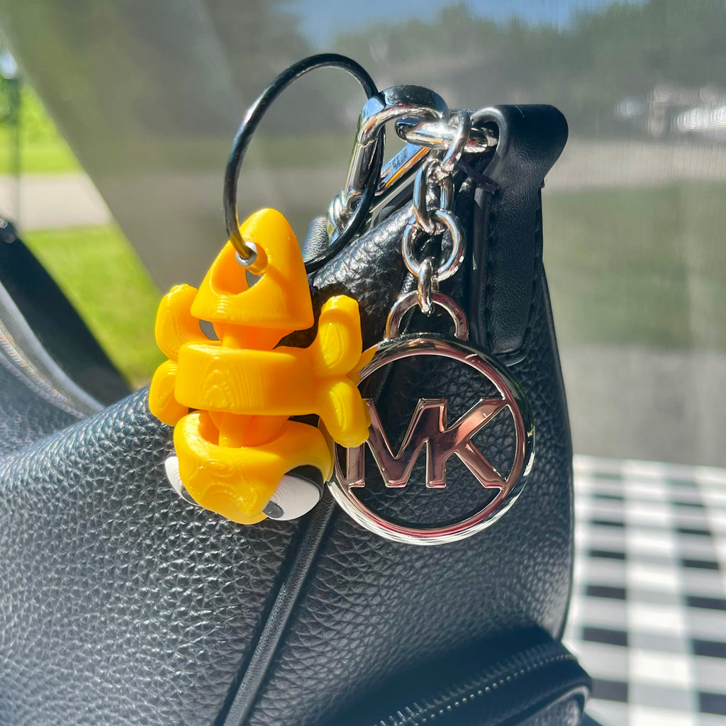 Flexi Yellow Fidget Pet Bag Charm - Articulated 3D Printed Keychain