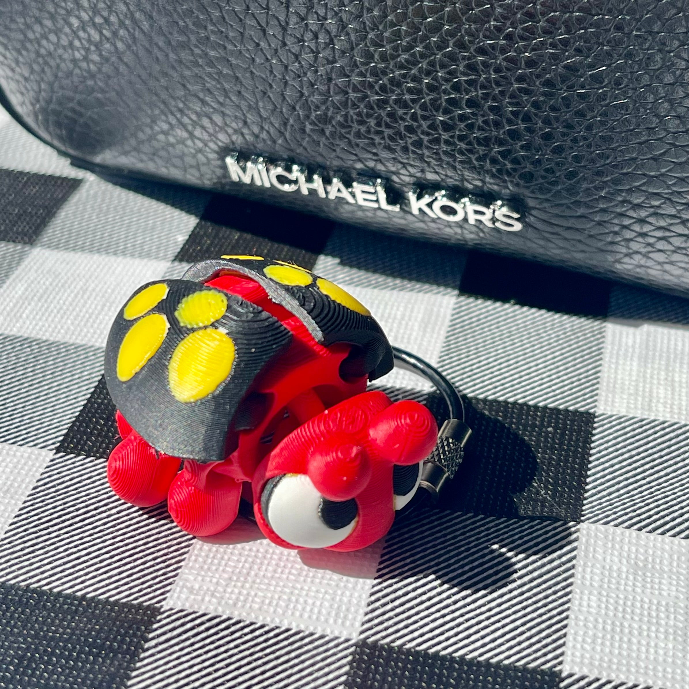 Flexi Red Ladybug Bag Charm - Articulated 3D Printed Keychain Fidget