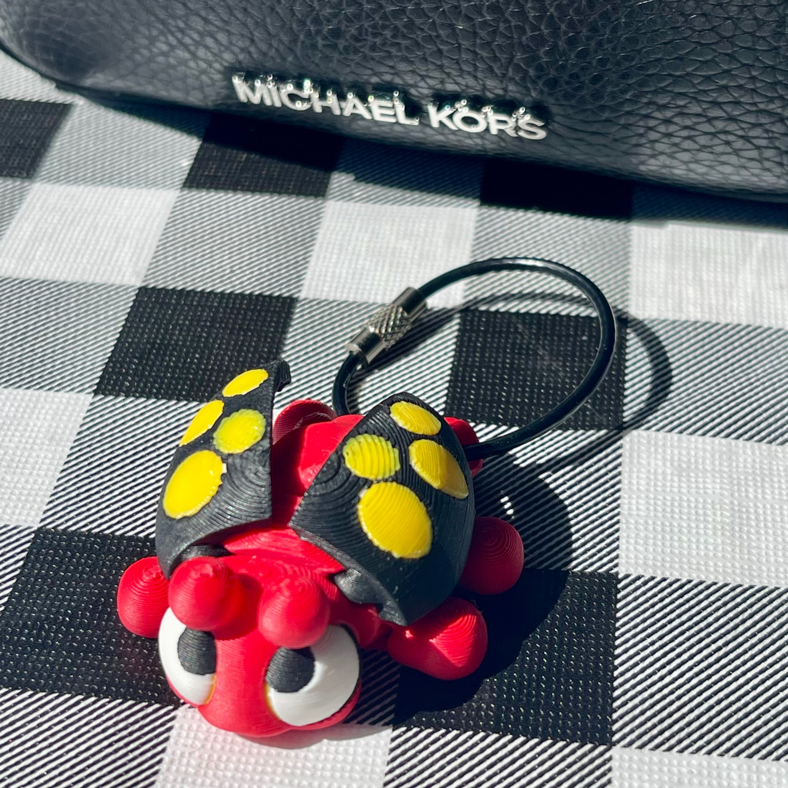 Flexi Red Ladybug Bag Charm - Articulated 3D Printed Keychain Fidget