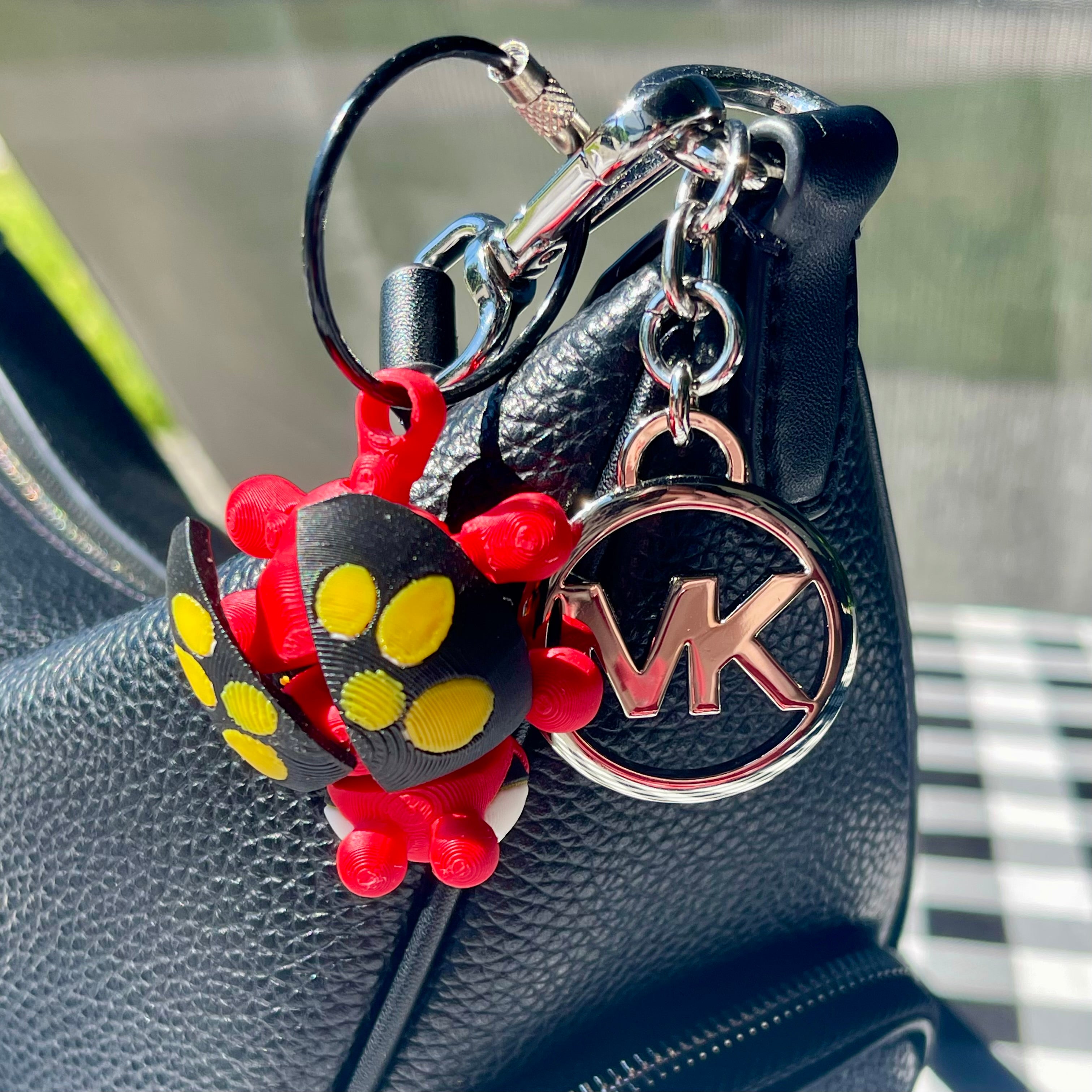Flexi Red Ladybug Bag Charm - Articulated 3D Printed Keychain Fidget