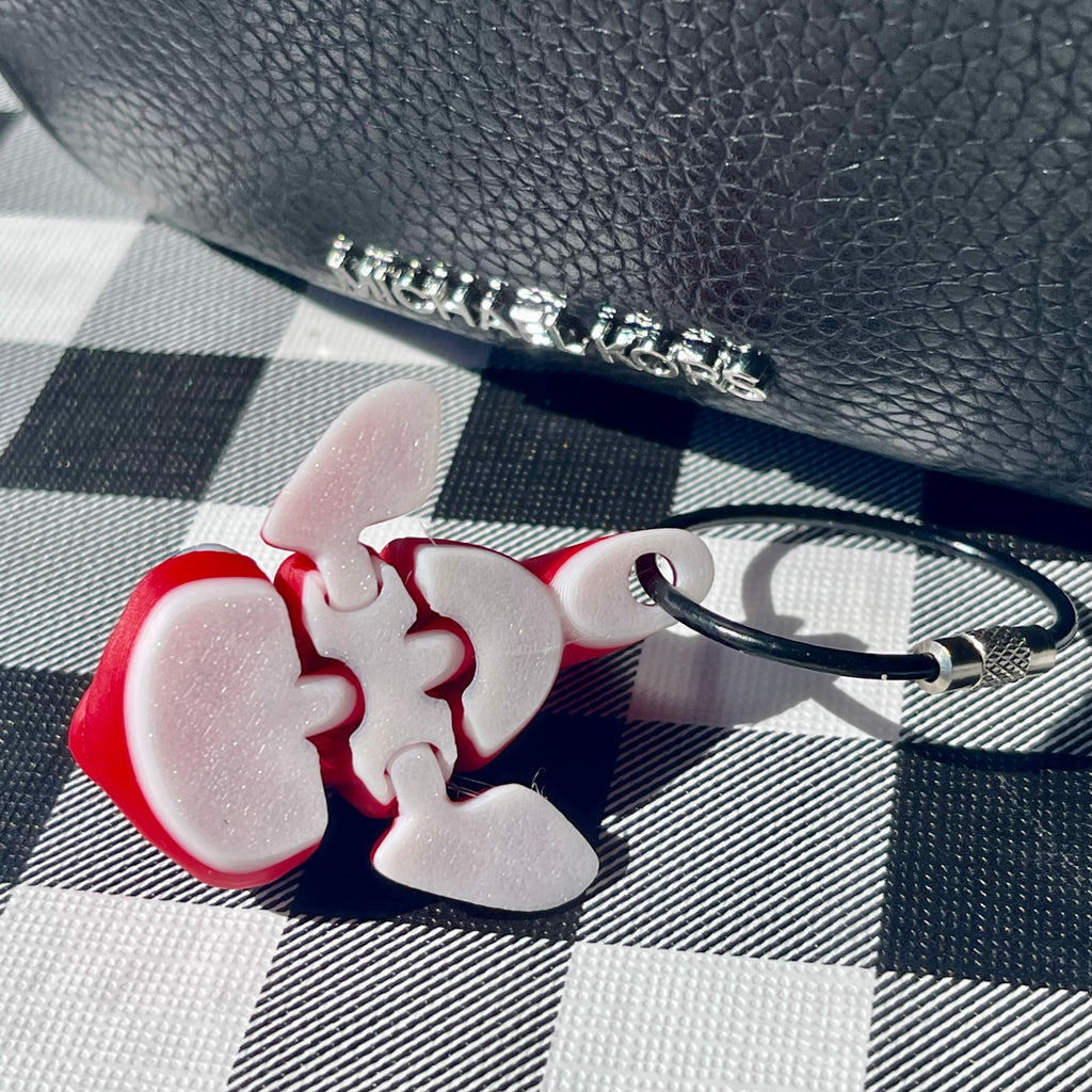 Flexi Fidget Red Dolphin Articulated Bag Charm Keychain
