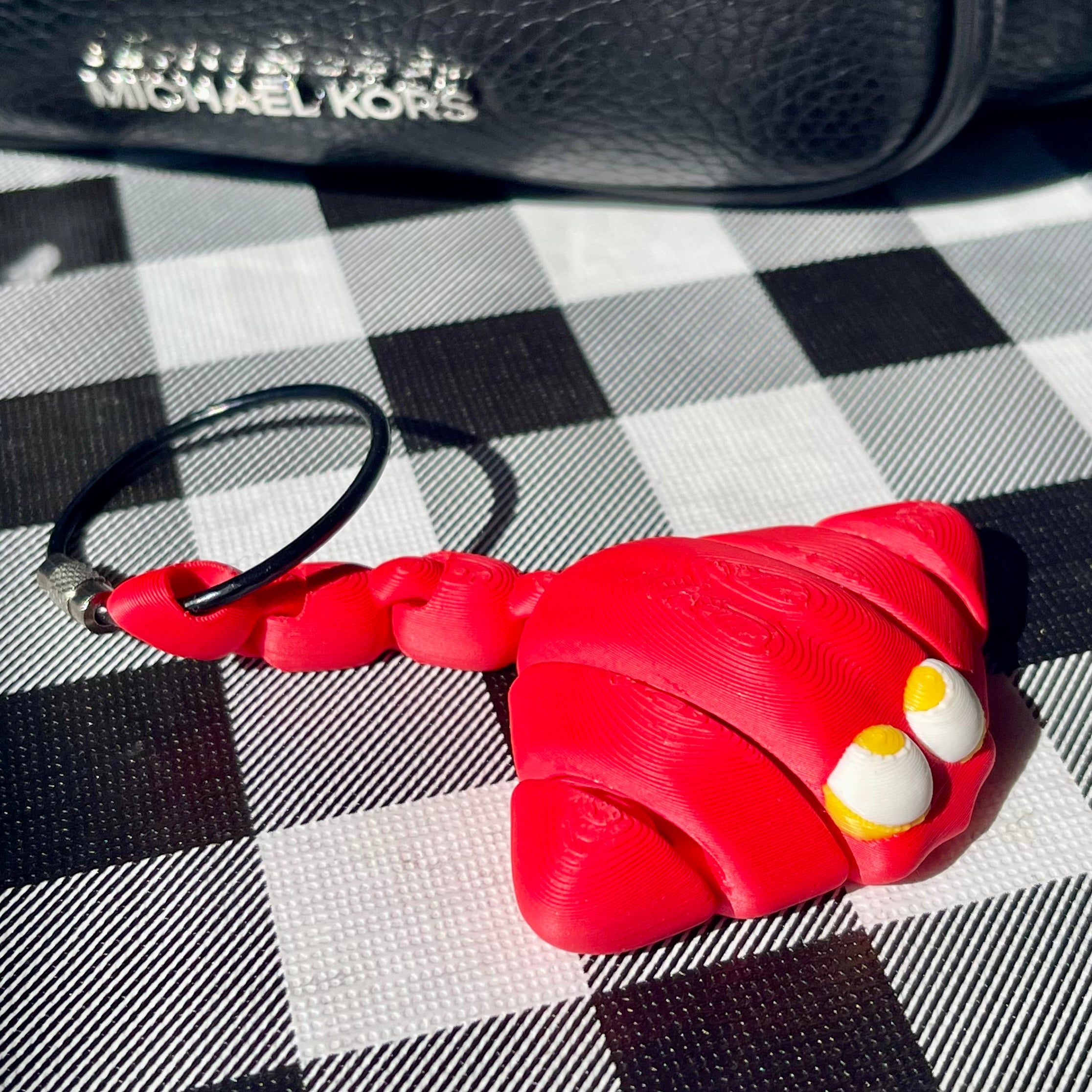 Flexi Articulated Animal Bag Charm - Red White Gold 3D Printed