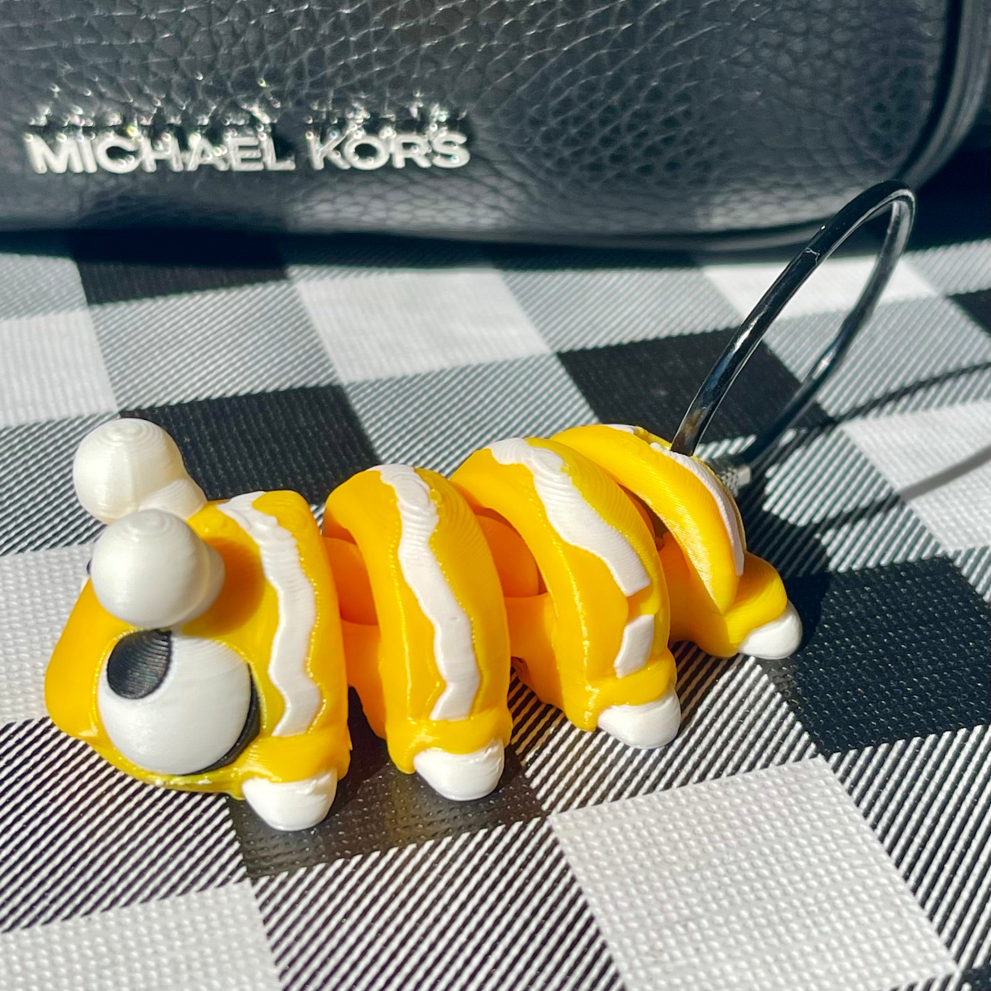 Flexi Caterpillar Bag Charm - Articulated 3D Printed Fidget Toy