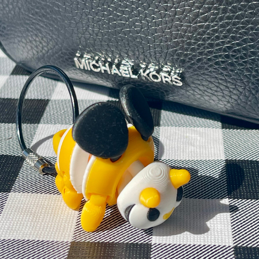 Flexi Honey Bee 3D Printed Articulated Keychain Bag Charm