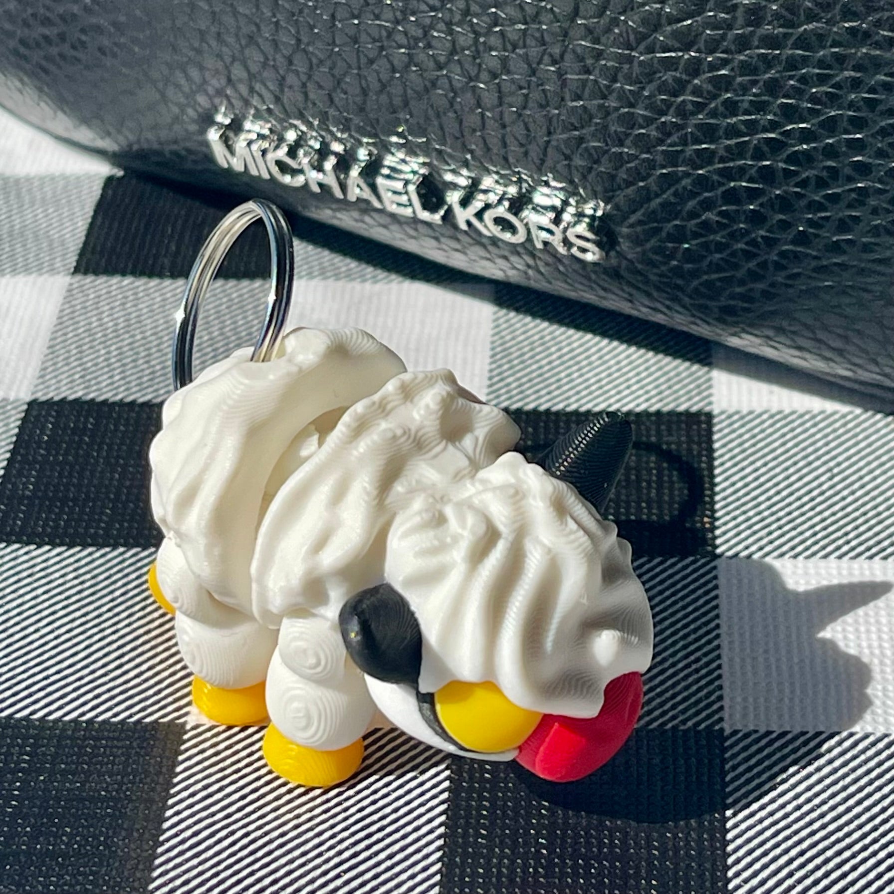 Flexi Curly Sheep Articulated Bag Charm - 3D Printed Fidget Keychain