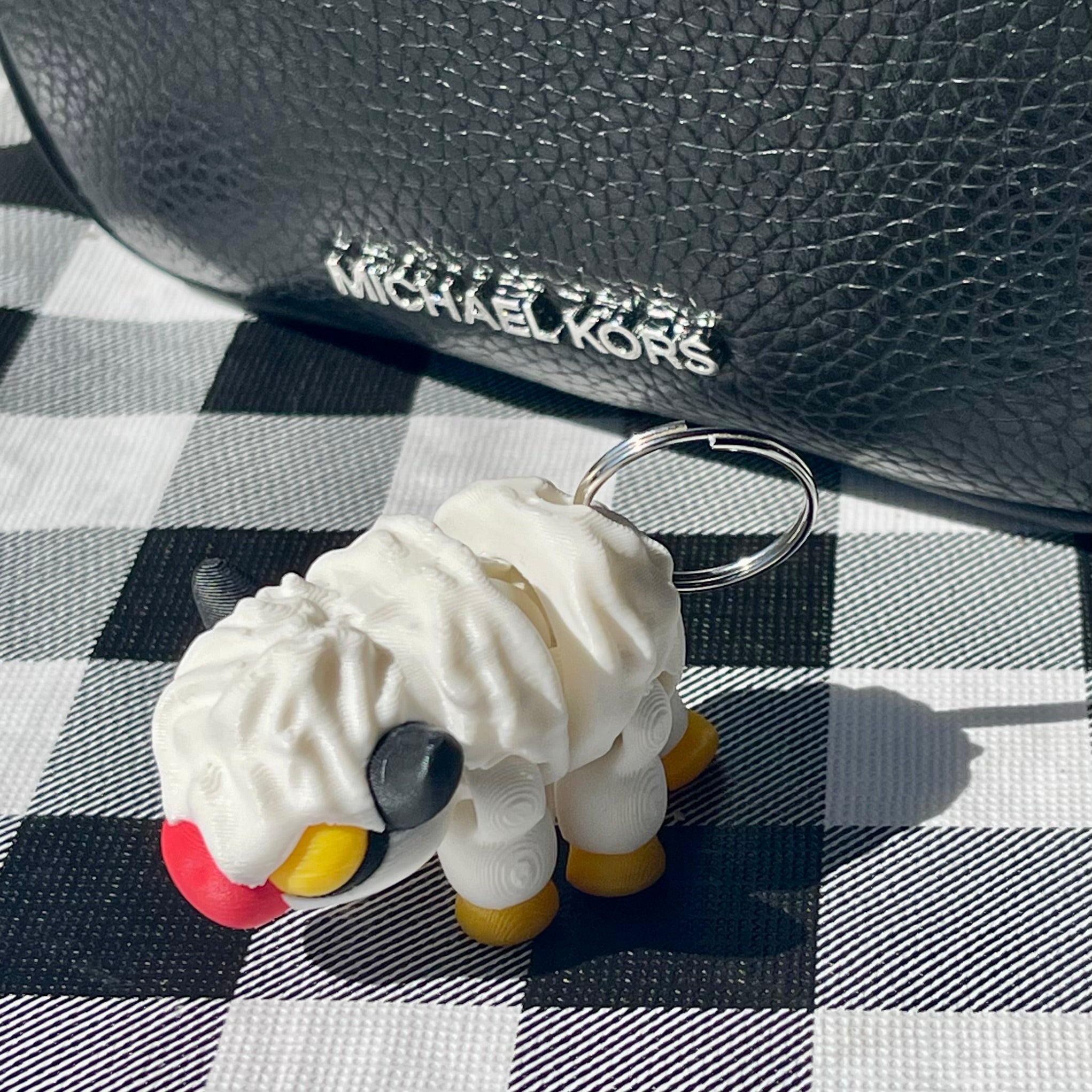 Flexi Curly Sheep Articulated Bag Charm - 3D Printed Fidget Keychain