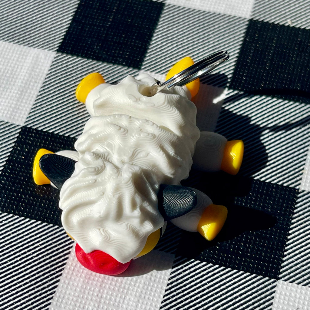 Flexi Curly Sheep Articulated Bag Charm - 3D Printed Fidget Keychain
