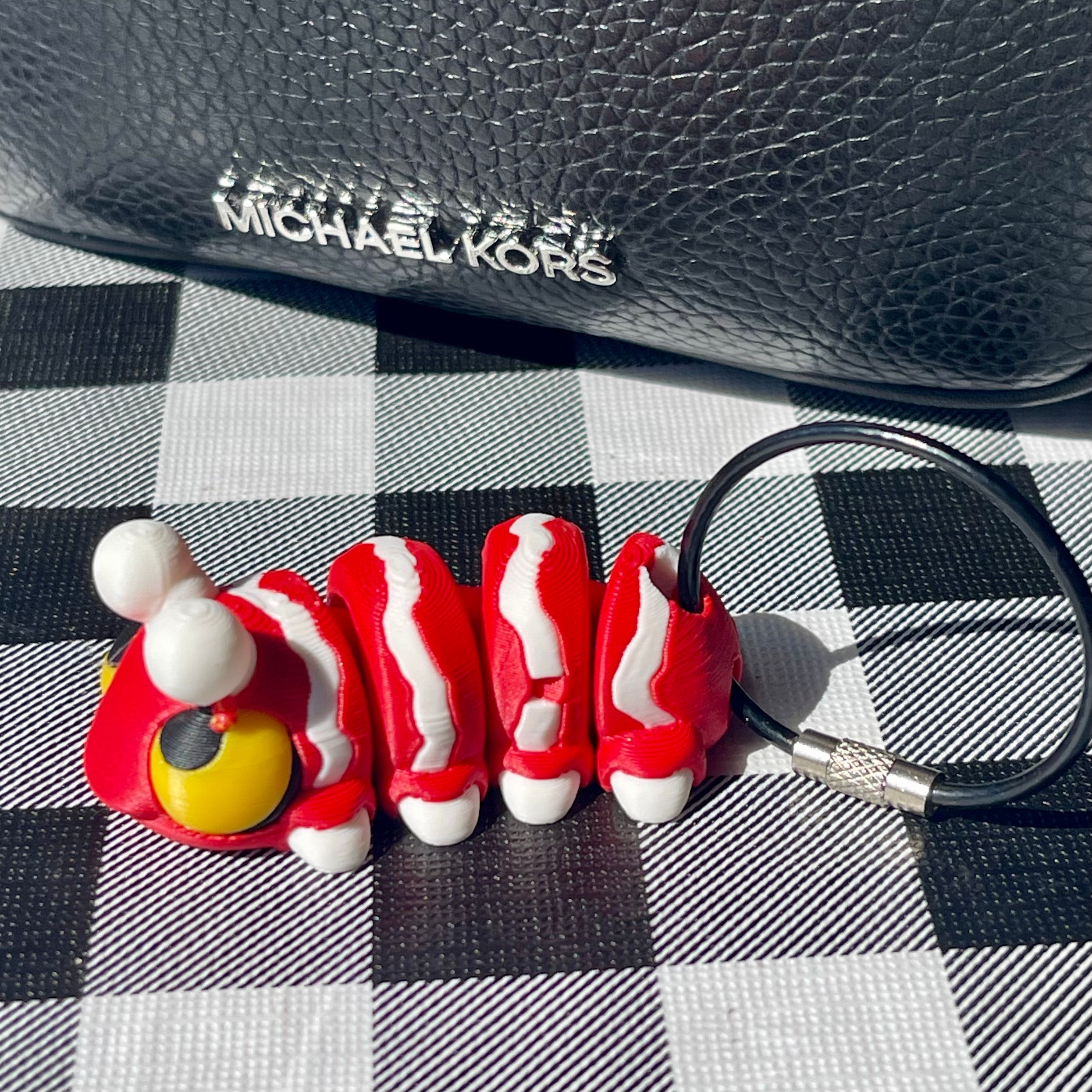 Flexi Red Caterpillar Articulated Keychain - 3D Printed Fidget Toy
